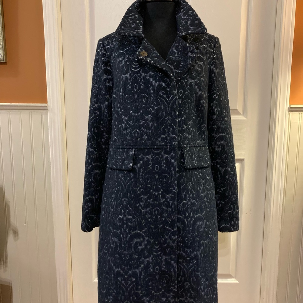 Tribal Navy Patterned Trench Coat